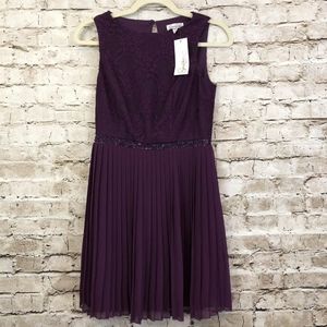 Speechless Purple Mauve Pleated Accordion and Lace